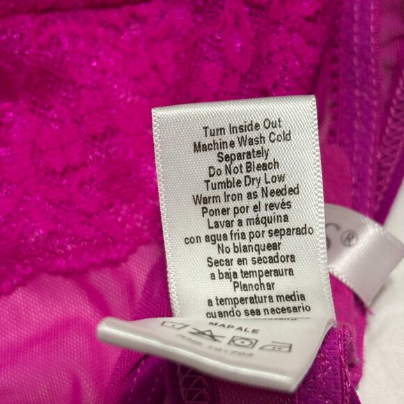 Venus Fuchsia Lace Mesh Bralette Size L Large Wireless Sheer Unlined Bra Top - Picture 7 of 7